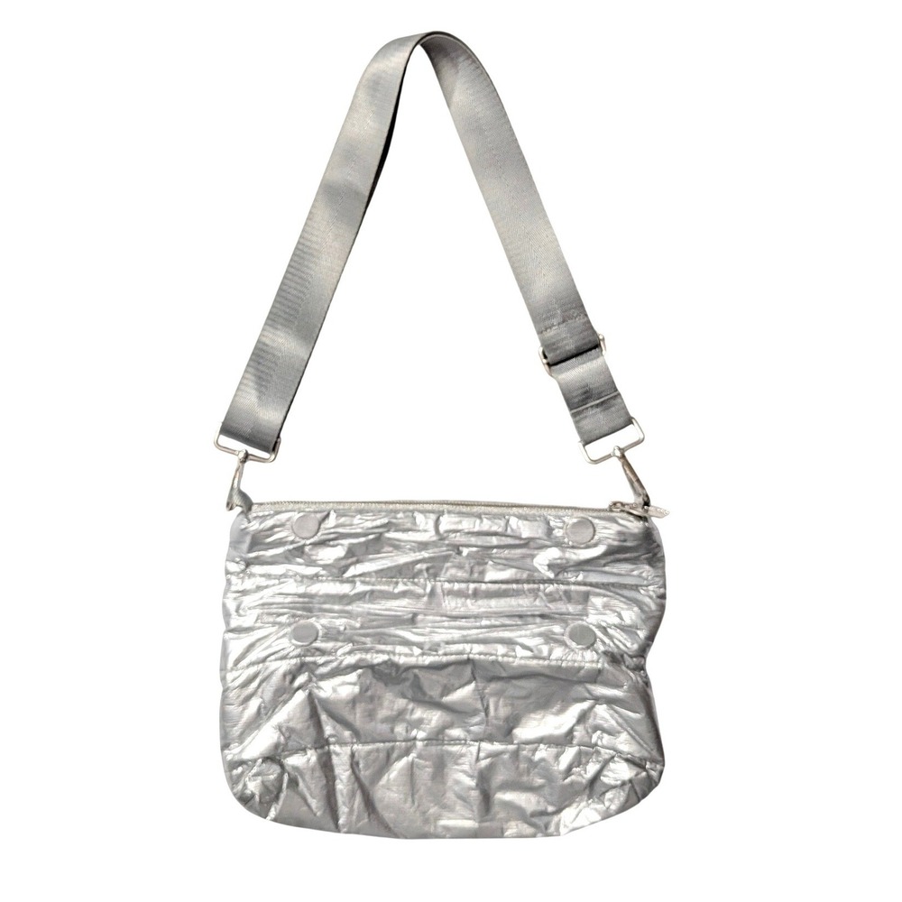 Hi Love Travel Silver Puffer Purse Crossbody Bag Tyvek Lightweight Adjustable